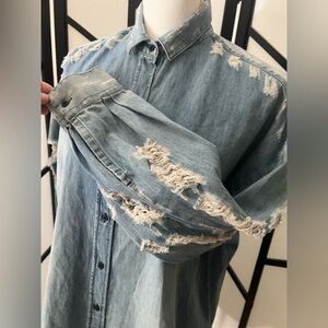 IRO Jeans Distressed Denim
Button Front Top - Size XS - EUC